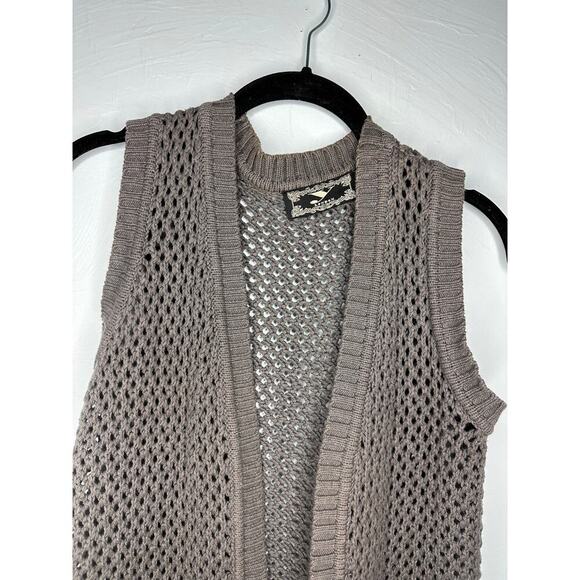 Y London Crocheted Tassel Vest Women's Size Large Gray Boho Western Vintage - Picture 3 of 6